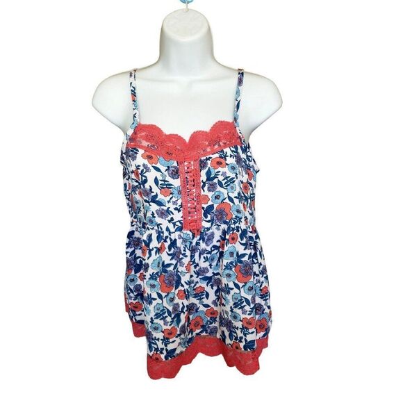 Ransom Girl Floral Y2K Lace Camisole L  Babydoll Stretch Fairycore Cottage Top - Picture 5 of 6